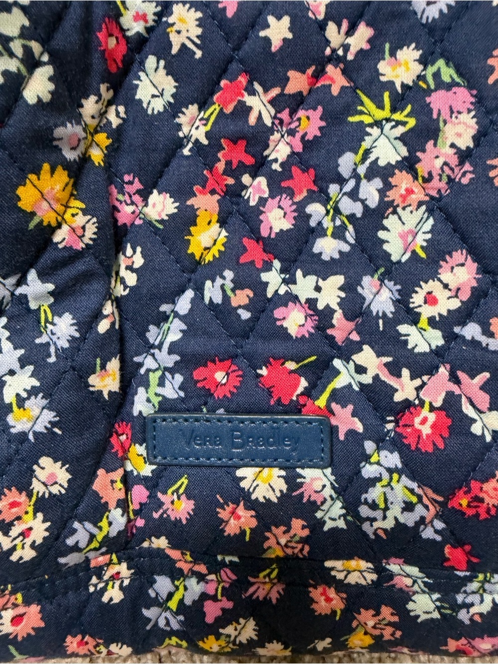 Vera Bradley Navy Quilted Floral Backpack Panel - Picture 2 of 9